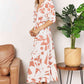 DOUBLE TAKE Printed Surplice Balloon Sleeve Dress