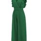 Ruffled Surplice Cap Sleeve Jumpsuit