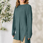 BASIC BAE Full Size Ribbed Round Neck Long Sleeve Slit Top/ S-3XL