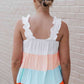 Color Block Ruffle Strap Tank