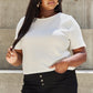 AND THE WHY Pearly White Full Size Criss Cross Pearl Detail Open Back T-Shirt/ S-3XL