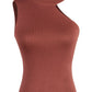 Asymmetrical Sleeveless Rib-Knit Top