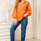 BASIC BAE Side Slit Buttoned Waffle Knit Hoodie