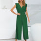 Ruffled Surplice Cap Sleeve Jumpsuit