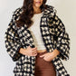 J.NNA Fuzzy Plaid Waist Tie Hooded Robe Cardigan