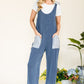 CELESTE Full Size Stripe Contrast Pocket Rib Jumpsuit