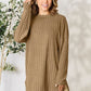 BASIC BAE Full Size Ribbed Round Neck Long Sleeve Slit Top/ S-3XL