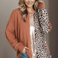 SYNZ Women's Half-Leopard Print Contrast Top with Long Sleeves