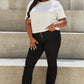 AND THE WHY Pearly White Full Size Criss Cross Pearl Detail Open Back T-Shirt/ S-3XL