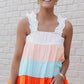 Color Block Ruffle Strap Tank