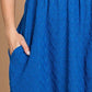 CULTURE CODE Texture Azula-blue Round Neck Short Sleeve Dress with Pockets