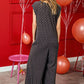 BiBi Checkered Cap Sleeve Wide Leg Jumpsuit with Pockets