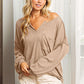BiBi Taupe Exposed Seam Long Sleeve Top