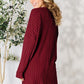 BASIC BAE Full Size Ribbed Round Neck Long Sleeve Slit Top/ S-3XL