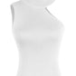 Asymmetrical Sleeveless Rib-Knit Top