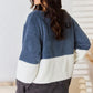 CULTURE CODE Faux Fur Color Block V-Neck Sweater