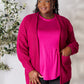 ZENANA Full Size Magenta Waffle-Knit Open Front Cardigan