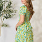 DOUBLE TAKE Smocked Scoop Neck Flounce Sleeve Mini Dress