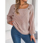 Openwork Buttoned Square Neck Sweater