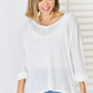 ZENANA Full Size Waffle Knit V-Neck Long Sleeve Slit Top