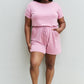 ZENANA Chilled Out Full Size Short Sleeve Romper in Light Carnation Pink