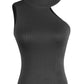 Asymmetrical Sleeveless Rib-Knit Top
