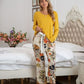 XYM Round Neck Top and Printed Pants Lounge Pajama Set