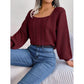 Cable-Knit Square Neck Long Sleeve Sweater