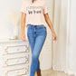 SIMPLY LOVE Slogan Graphic Cuffed T-Shirt
