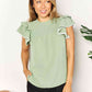 DOUBLE TAKE Pleated Detail Flutter Sleeve Blouse