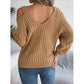 Cable-Knit Cold Shoulder Long Sleeve Sweater