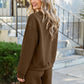 DOUBLE TAKE Full Size Texture Long Sleeve Top and Drawstring Shorts Set