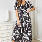 DOUBLE TAKE Printed Surplice Balloon Sleeve Dress