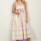 VERY J Striped Woven Smocked Midi Cami Dress