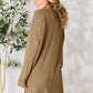 BASIC BAE Full Size Ribbed Round Neck Long Sleeve Slit Top/ S-3XL