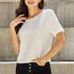 AND THE WHY Pearly White Full Size Criss Cross Pearl Detail Open Back T-Shirt/ S-3XL