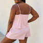 CULTURE CODE Let It Happen Full Size Double Flare Striped Romper in Pink