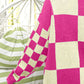 BIBI Button Up Checkered Contrast Cardigan