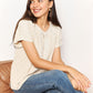 DOUBLE TAKE Pastel Yellow Crochet Buttoned Short Sleeves Top