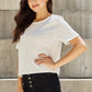AND THE WHY Pearly White Full Size Criss Cross Pearl Detail Open Back T-Shirt/ S-3XL