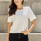 AND THE WHY Pearly White Full Size Criss Cross Pearl Detail Open Back T-Shirt/ S-3XL