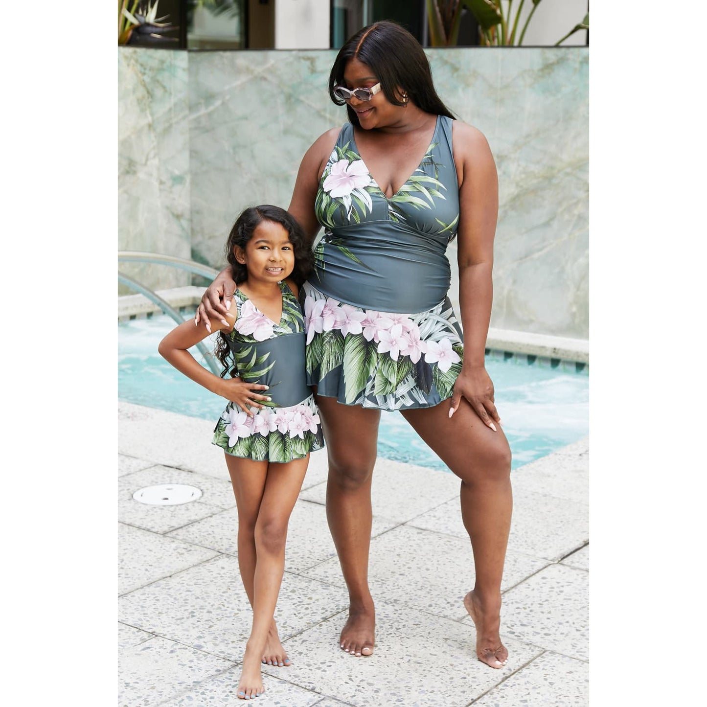 MARINA WEST Swim Full Size Clear Waters Swim Dress in Aloha Forest