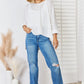 ZENANA Full Size Waffle Knit V-Neck Long Sleeve Slit Top