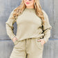 DOUBLE TAKE Full Size Texture Long Sleeve Top and Drawstring Shorts Set