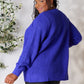ZENANA Full Size Bright Blue Waffle-Knit Open Front Cardigan