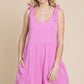 CULTURE CODE Charm Pink Full Size Shoulder Knot Baggy Romper