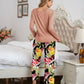 XYM Round Neck Top and Printed Pants Lounge Pajama Set