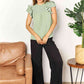 DOUBLE TAKE Pleated Detail Flutter Sleeve Blouse