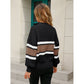 Striped Quarter-Zip Lantern Sleeve Sweater