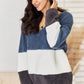 CULTURE CODE Faux Fur Color Block V-Neck Sweater